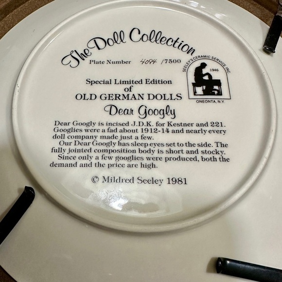 SET/3, VINTAGE, LIMITED EDITION, OLD GERMAN DOLL PLATES BY MILDRED SEELEY - Picture 6 of 8